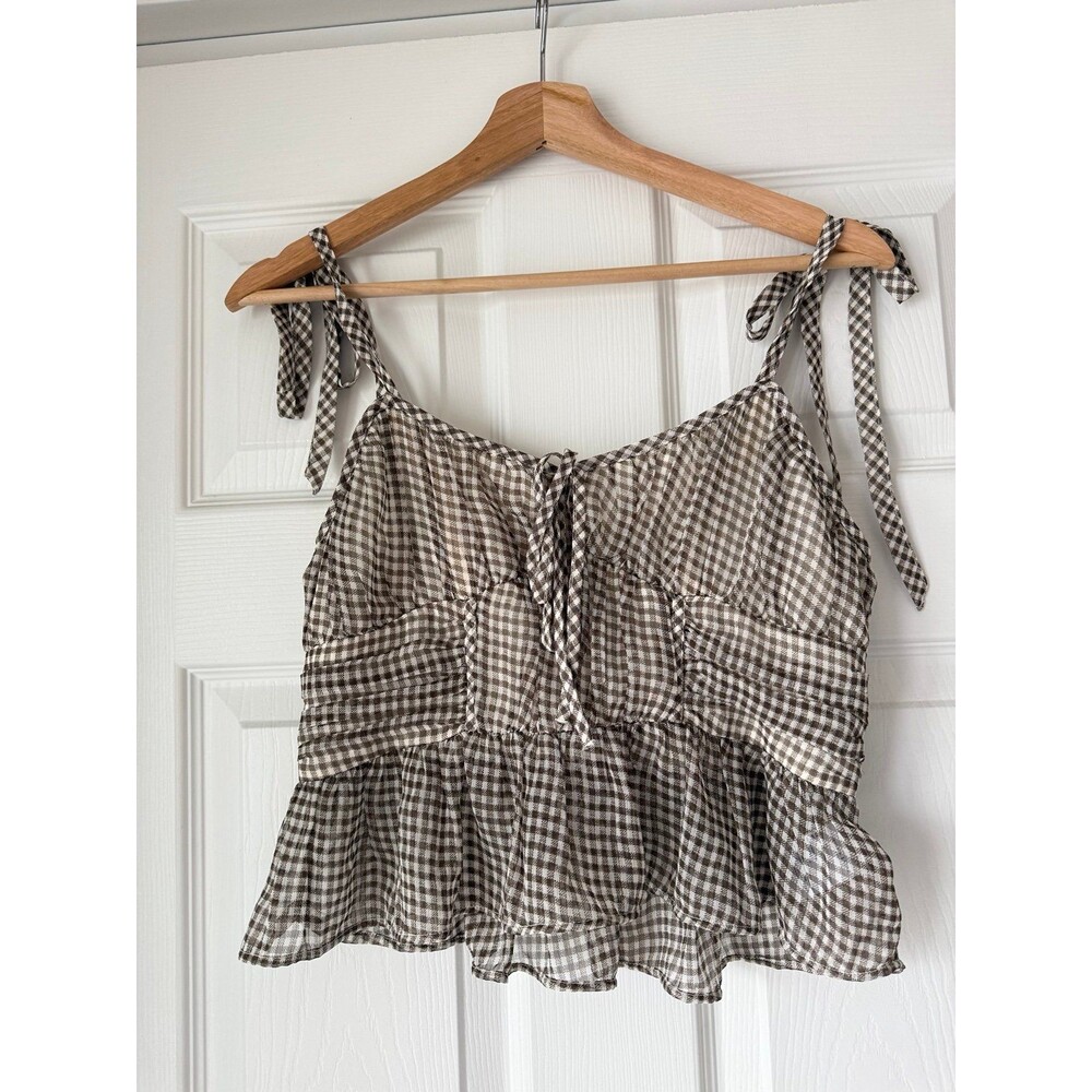 brown plaid tie baby tank